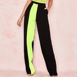 House of CB Ivey Neon Yellow Colour Block Trousers